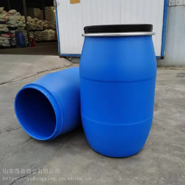 供应200L包箍桶/200公斤大口塑料桶/山东200升HDPE化工塑料桶