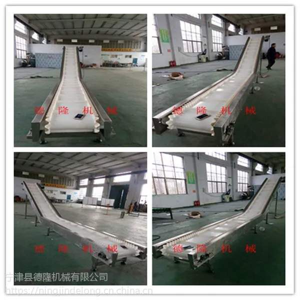 宁津德隆食品裙边皮带爬坡输送机小颗粒状物品传送带大倾角爬坡机