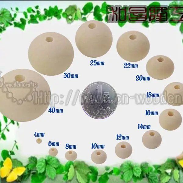 跨境木珠禾木珠子散珠2-50mm原木本色圆珠串珠荷木珠木质散珠子现货