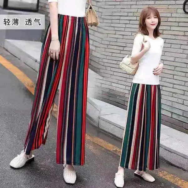 供应浙江嘉兴休闲裤批发 中年女士中低档阔腿裤 韩版女装阔腿裤批发