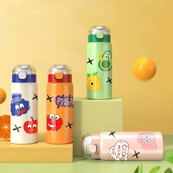 创意新款500ml 316不锈钢儿童保温杯卡通可爱创意弹跳杯学生礼品大肚杯 东莞商务保温杯定制批发,
