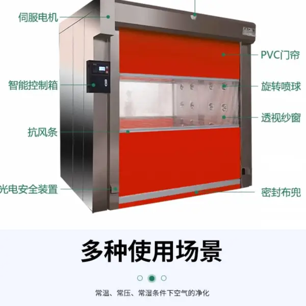 PVC快速卷帘门,卷帘门货淋室,FFU净化单元
