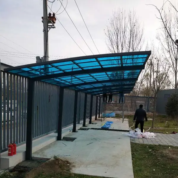 北京车棚定制 小区 私家别墅 庭院 PC耐力板汽车停车棚