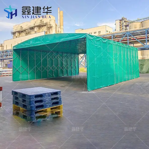 大型仓库雨篷定制 悬空电动遮阳篷 户外货运伸缩电动棚固定
