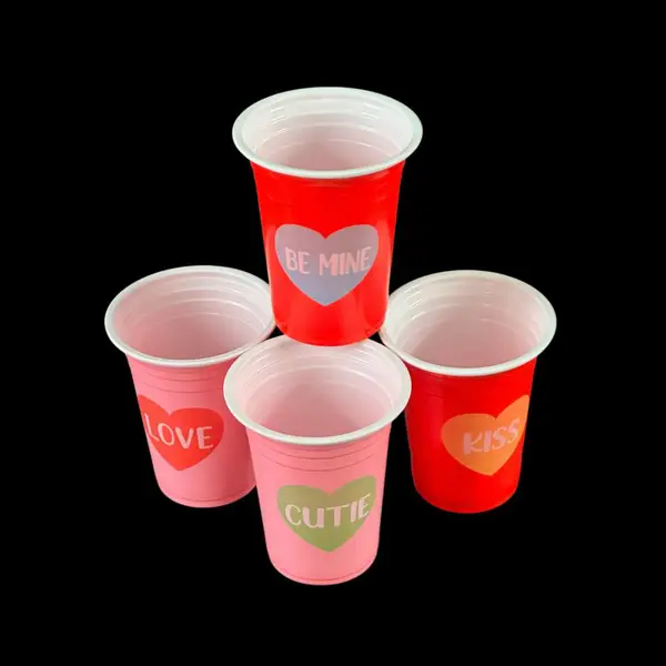 12OZ出口级Beerpong双色游戏杯 食品级PP一次性塑料杯 可定制LOGO