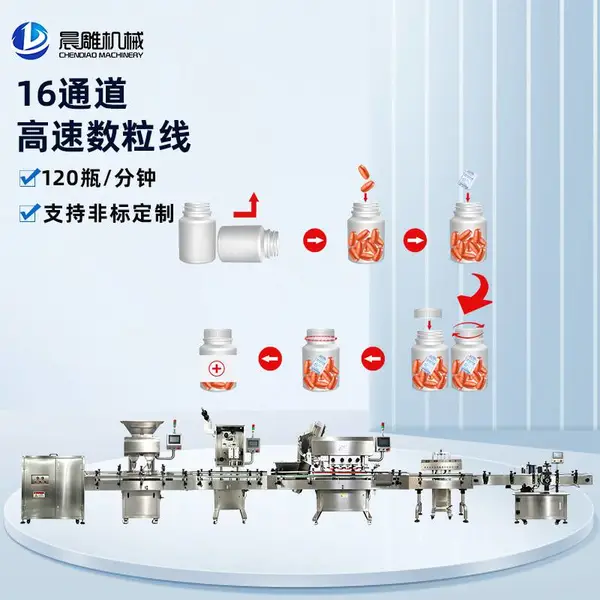 全自动数粒装瓶生产线 药片胶囊糖果数粒包装生产线 片剂瓶装流水线