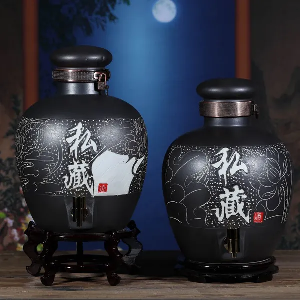 景德镇陶瓷酒坛 泡酒瓶子 10斤20斤30斤50斤100斤酒瓶酒壶酒缸酒罐可加LOGO可定制密封带龙