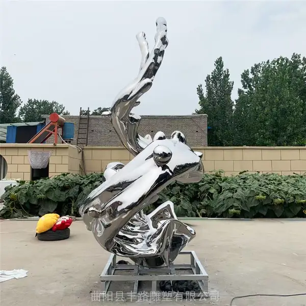 不锈钢浪花雕塑售楼部户外现代抽象镜面金属水滴景观摆件