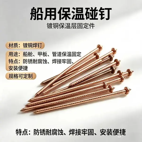 船舶甲板保温层固定镀铜碰钉 锁片将军帽 船用焊接钉
