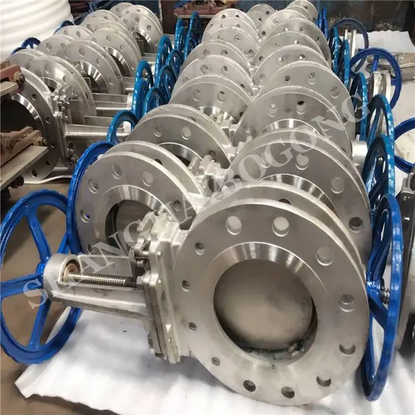穿透式刀方形刀出泥口刀高温刀铸钢刀型闸阀 PZ73X-16P DN125 陶瓷刀暗杆刀闸阀