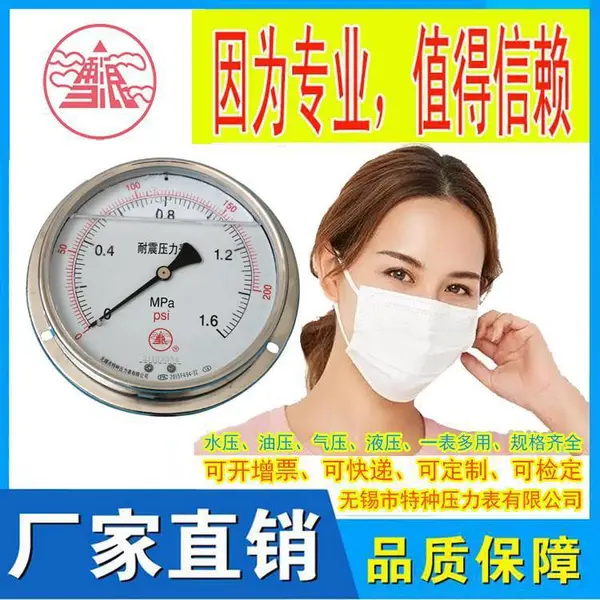 耐震全不锈钢压力表系列YN-60B/100B/150B 精度1.6 2.5
