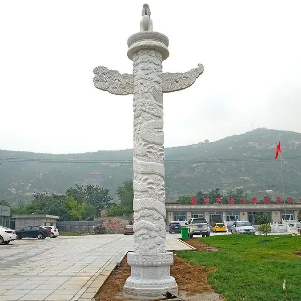 石雕龙柱青石盘龙柱加工 寺庙大雄宝殿门柱 支持设计施工
