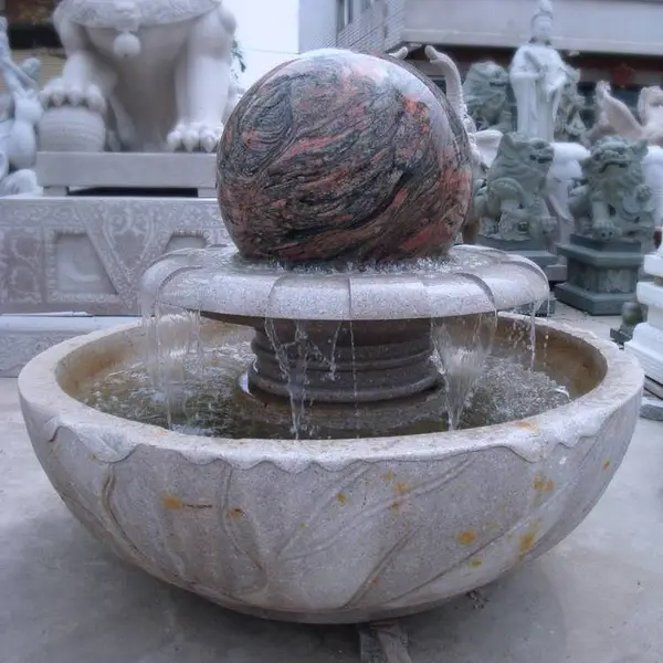 石雕喷泉转动石球别墅流水园林雕塑景观流水摆件