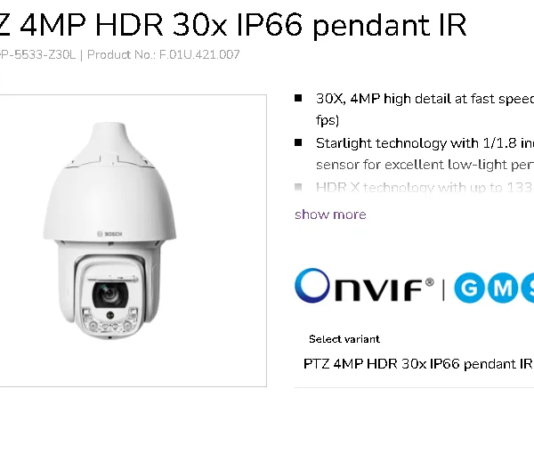 ����BOSCH NDP-5533-Z30L PTZ 4MP HDR 30���佹 IP66 ��װʽ���������