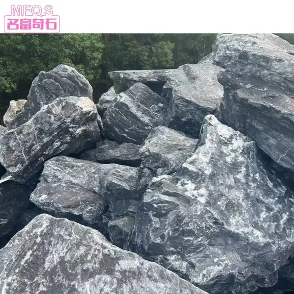 黑山石原石分享,江西黑山石产地,黑山石景观石打造日式庭院