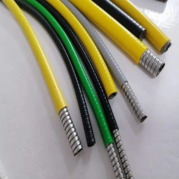 304双扣不锈钢包塑穿线管OD7mm 双层减震型软管包透明色-黄色