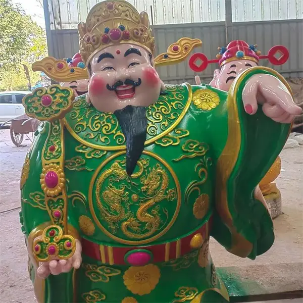 玻璃钢财神爷雕像 ***彩绘关二爷神像美陈装饰摆件