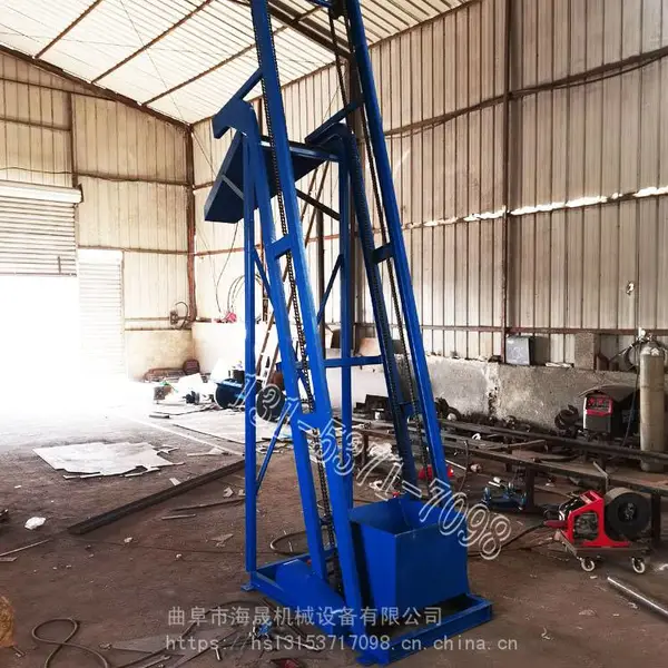 海鲜201不锈钢单斗提升机 海晟加工颗粒粮食翻斗式上料机 提升机械
