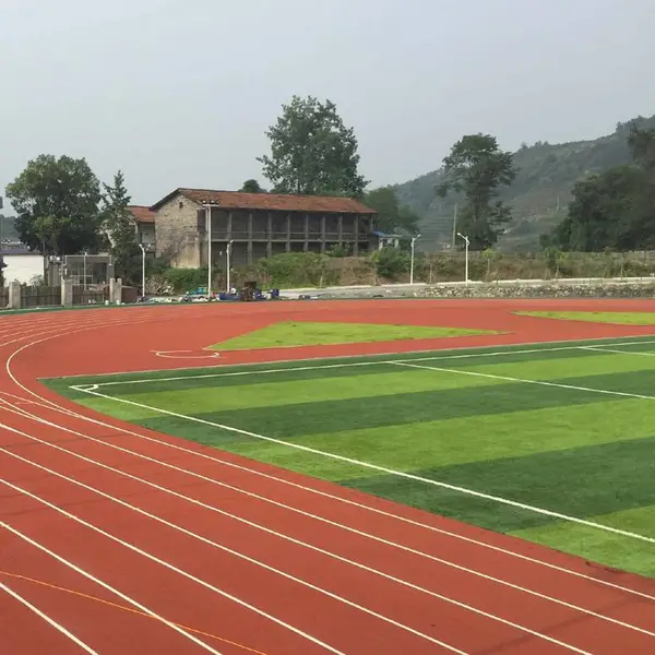 福建莆田塑胶跑道施工_学校球场塑胶跑道施工_硅PU篮球场施工_人造草足球场铺设_能冠体育