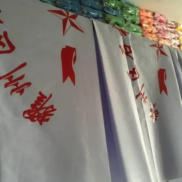 办公室门帘 西安公共场所半截布门帘 白/蓝门帘做字