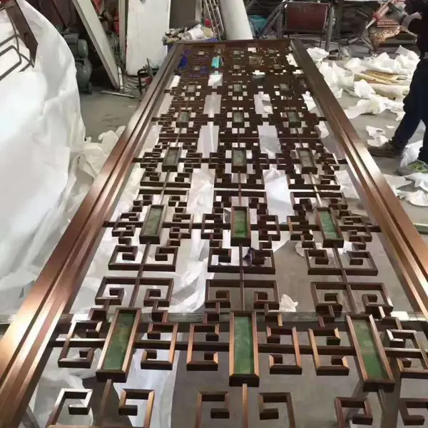 唐山304电镀玫瑰金不锈钢屏风 玫瑰金不锈钢屏风隔断 高端不锈钢屏风定制