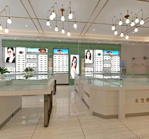 金山复古风格眼镜店展柜设计装修