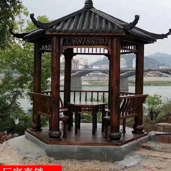 供应凉亭户外亭子木制实木六角休闲亭木屋古建仿古公园庭院室外花园亭