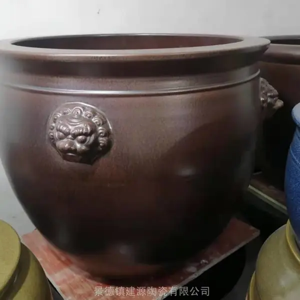 景德镇狮子头陶瓷中式大缸 鱼缸荷花缸 公司落地摆件***大缸厂