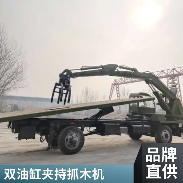 ZM-2 吨窄体小型随车抓木机适配蓝牌货车,苗圃小径苗木转运抓取机械臂规格支持定制