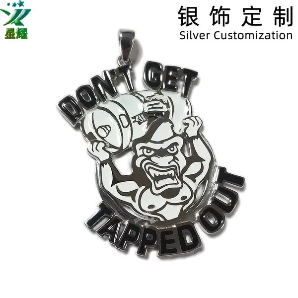 银饰定制纯银项链吊坠挂件925银玻璃漆动物项坠饰品定制厂家