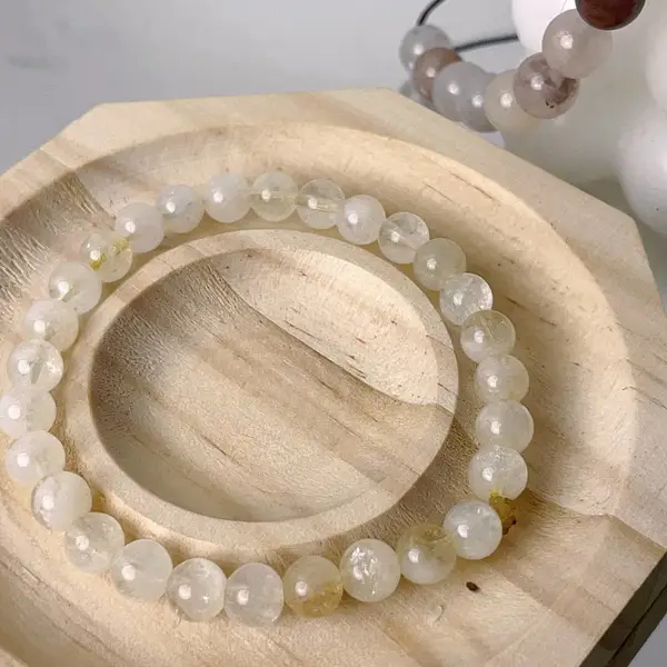 天然水晶黄水晶圆珠单圈手串饰品批发发丝水晶