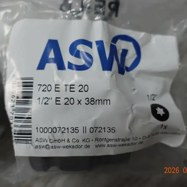ASW 720 E TE 20工业套筒批头 1/2英寸E20 38mm 原装正品