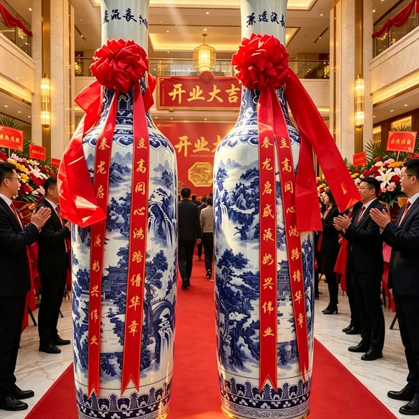 陶瓷落地大花瓶客厅仿古青花瓷对瓶公司门口开业大号摆件厂家直销