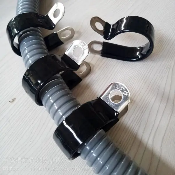供应液压胶管用R型浸胶卡箍不锈钢全包胶线夹P型汽车线束卡子