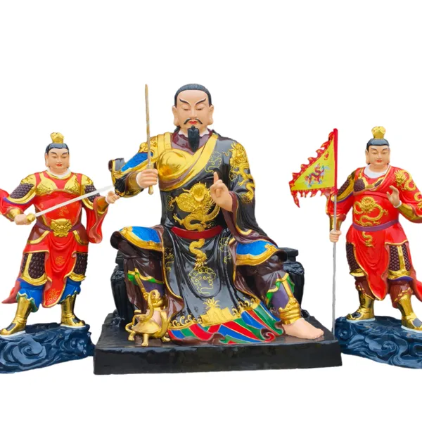真武大帝神像2.5米真武祖师2米站班执旗捧剑树脂玻璃钢彩绘佛像