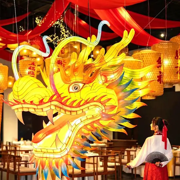 中华龙彩灯龙头灯饰美陈景观灯饰