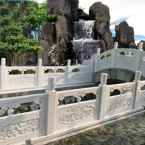 墓地陵园石头护栏 家族池塘大理石栏杆扶手***麻石栏板