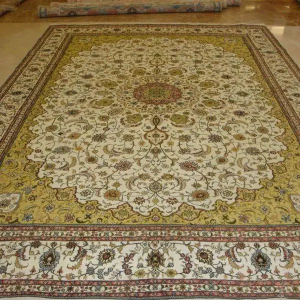 9x12ft/274x366cm手工编织真丝水洗波斯地毯伊朗土耳其波斯风格手工真丝豪华升值家用地毯