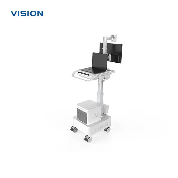 双屏移动设备推车 VISION 23124| 可OEM/ODM定制 可升降电脑工作站