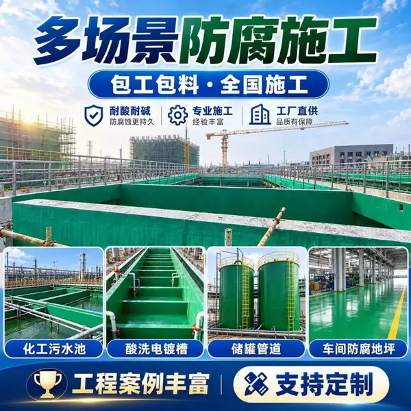 承接玻璃钢防腐工程地坪酸碱池水泥地罐体内衬施工
