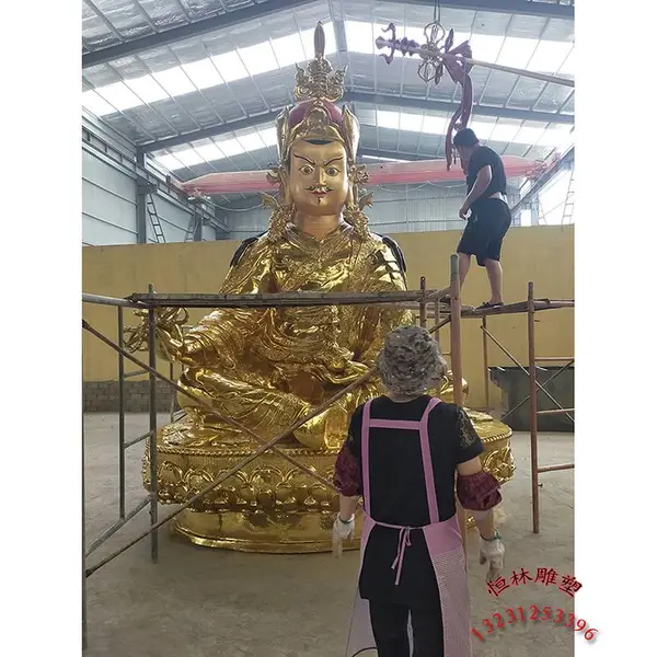恒林雕塑厂纯铜大型藏传铸铜四米莲花生大师 大士密宗佛像定做