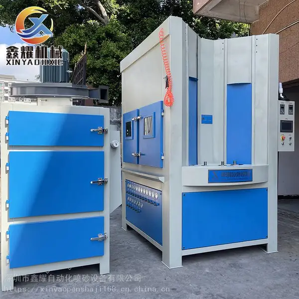 圆形柱体转盘式自动喷砂机 鑫耀XY-3950A非标定做摩托车排气管喷砂机