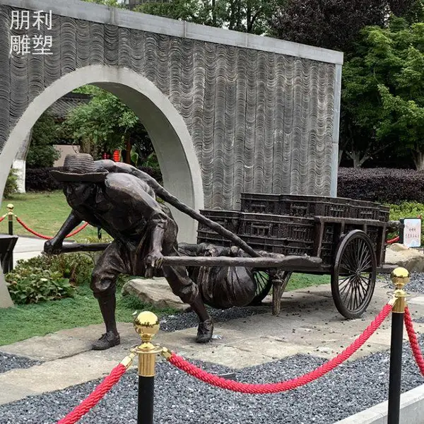 选定景观艺术黄包车铜雕供应商 地标摆件 承接学校车夫铜雕