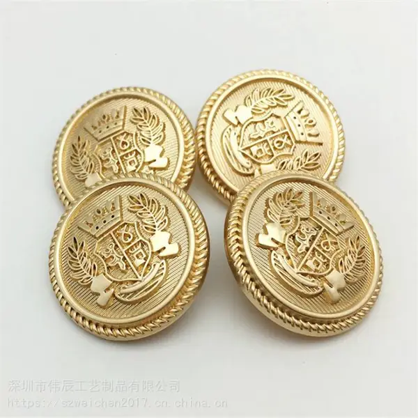 伟辰制服辅料是锌合金金属纽扣 外套胸前袖口手缝纽扣