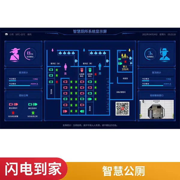 机场智慧公厕能耗监测 车站高铁站一站式智能厕所引导显示屏