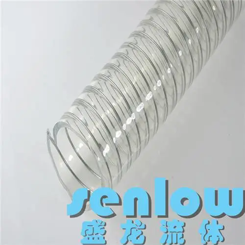 食品级PU钢丝软管_耐高温高压钢丝软管_PU透明食品级软管_盛龙透明钢丝软管厂家供应