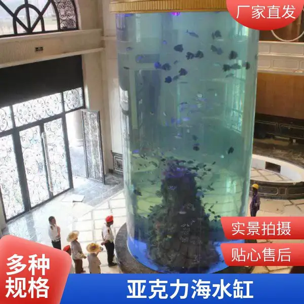 秦海水景 定制亚克力大型鱼缸 超白雨林缸 庭院锦鲤鱼池地缸施工