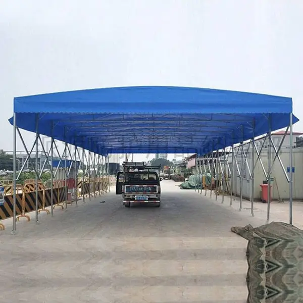 厂房电动移动活动停车棚推拉雨棚伸缩帐篷大型移动伸缩遮阳雨篷