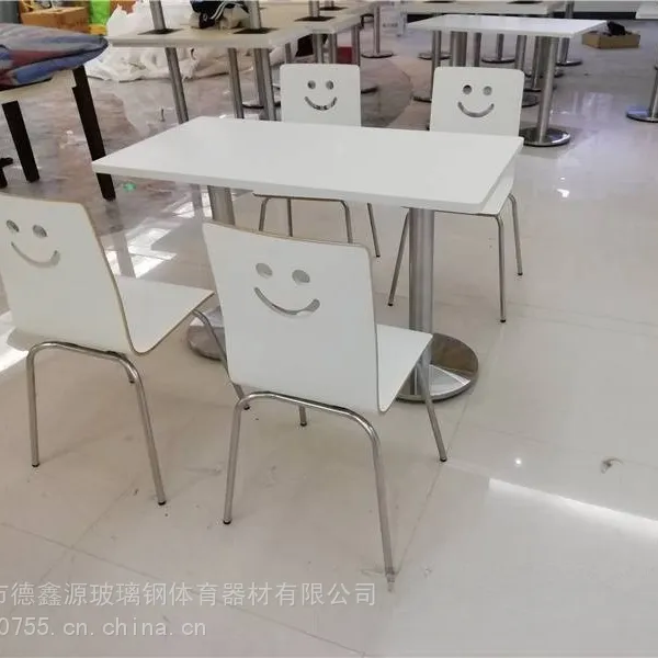玻璃钢食堂餐桌椅组合学校工厂饭堂快餐桌椅一体式饭堂桌椅子