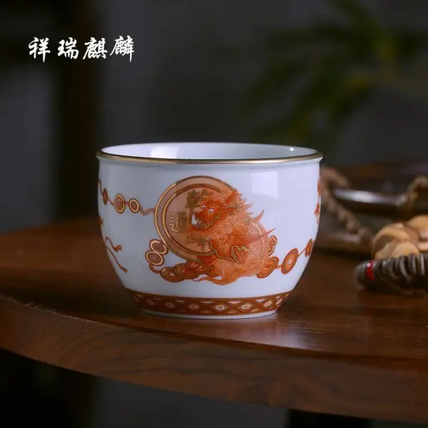 景德镇仿古陶瓷主人杯 复古茶杯 青花粉彩个人品茗杯 家用茶盏